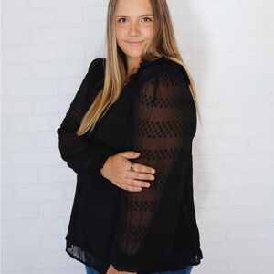 Vanilla Bay Long Sleeve Black Blouse NEW!
